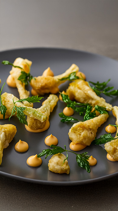 Alcachofas en tempura con mayonesa de soja