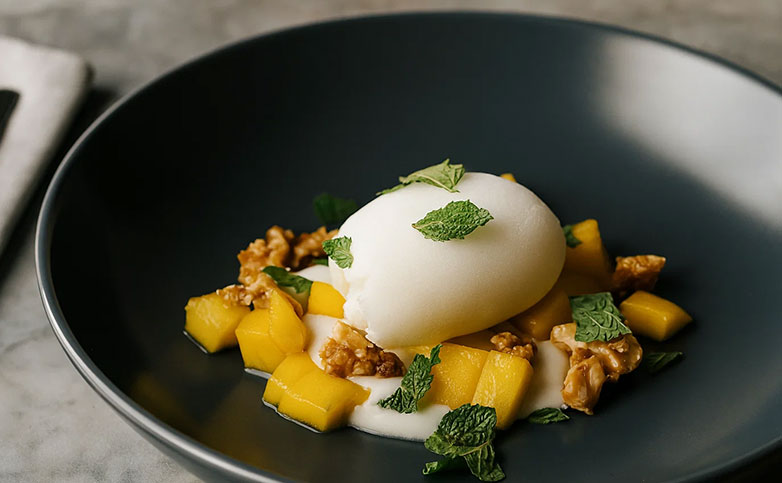 postre con mango y yogur