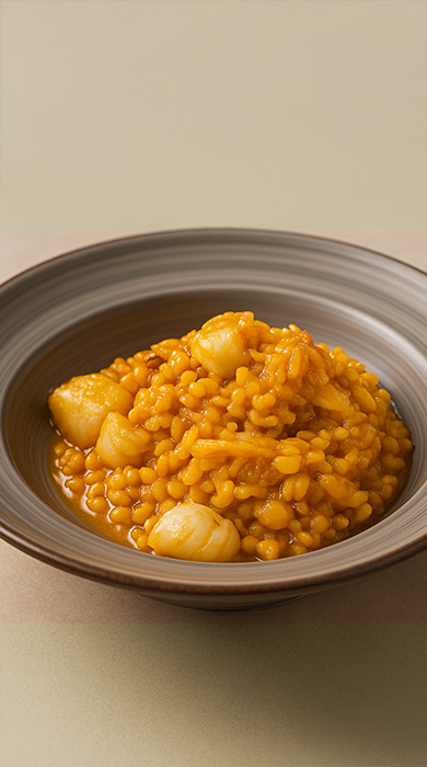 Arroz meloso de bacalao, coliflor y garbanzos