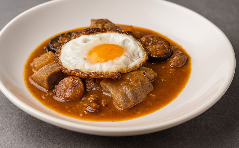 careta de cerdo guisada con huevo