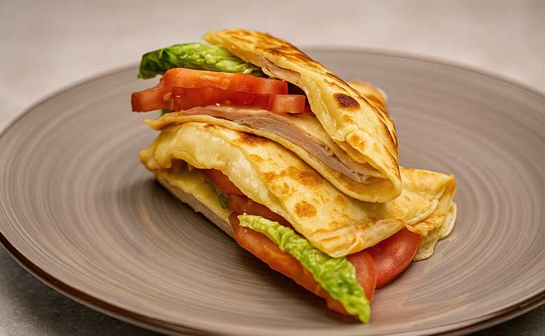 receta fácil de crêpe relleno de queso y pavo