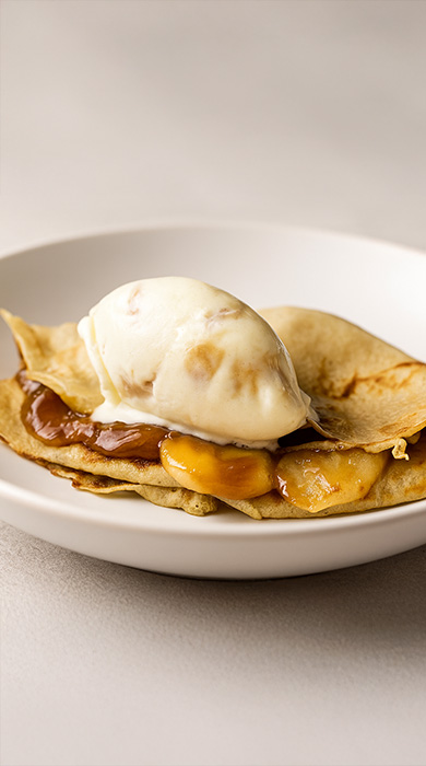 Crepes de plátano y dulce de leche