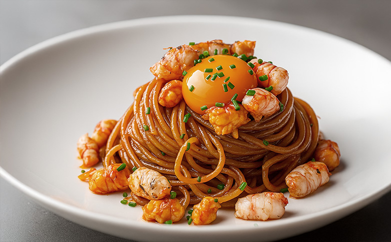 receta italiana espaguetis con gamba roja
