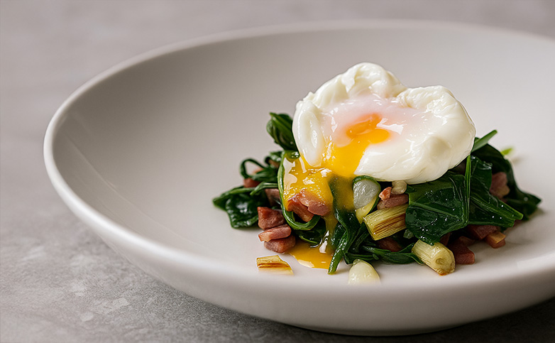 receta saludable de huevo poché con verduras