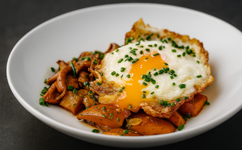 níscalos al ajillo con huevo frito receta fácil